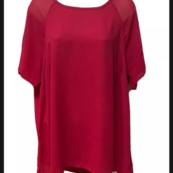 Torrid Womens Red Solid Short Sheer Sleeves Flowy Blouse Top Size Large. - Picture 1 of 9